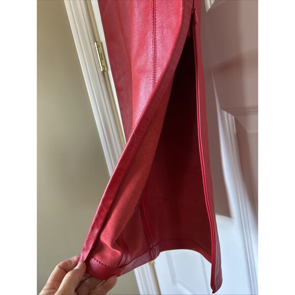 Women's pants real leather Red suede waistband ankle zip lined New 29 X 35 gromt - Picture 6 of 16